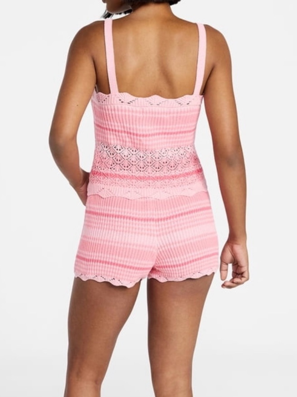 No Boundaries Pink Crochet Knit Cami & Shorts Set - Picture 3 of 10